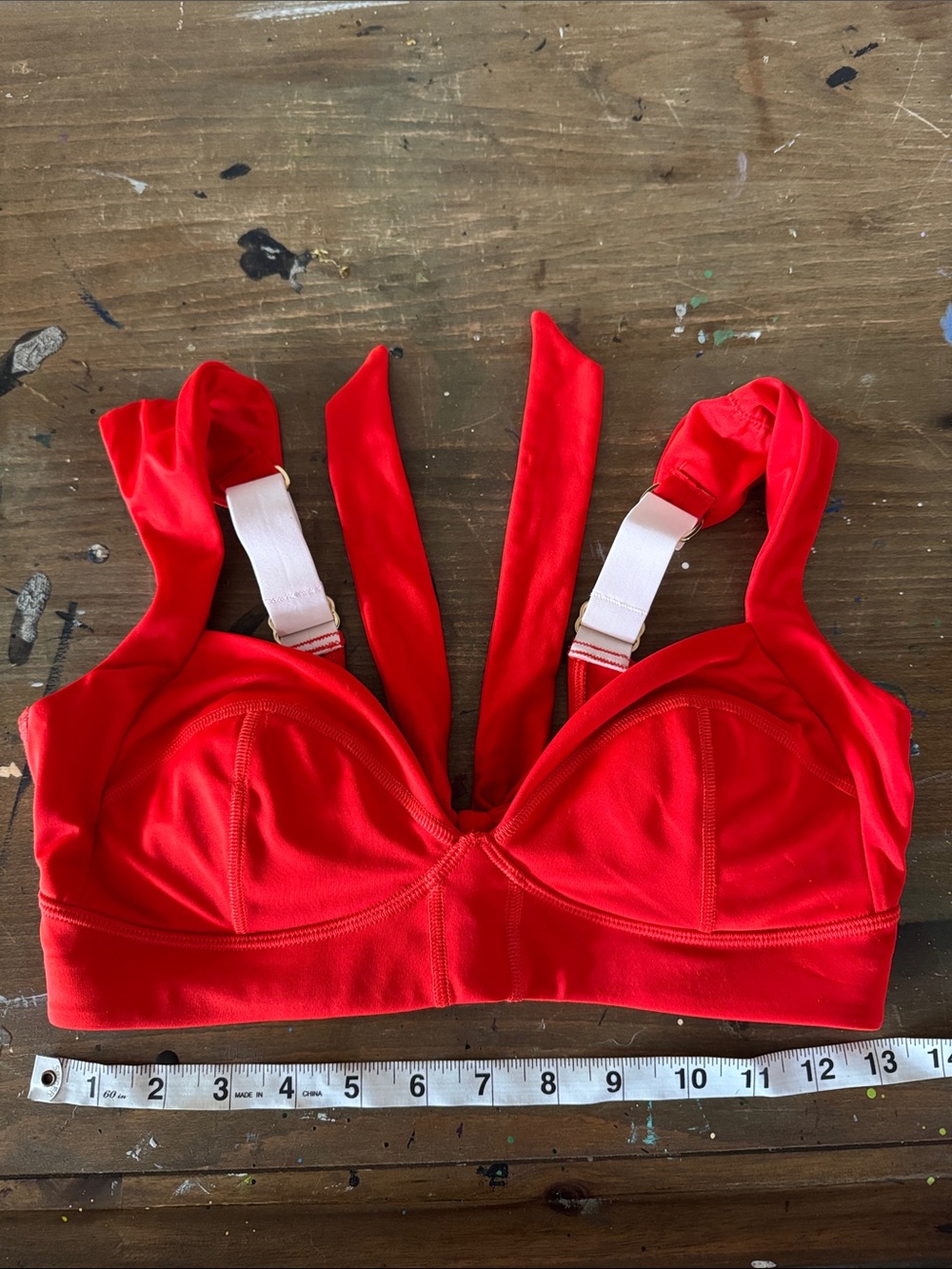 We Are HAH Red Strap Bikini Top Size D Cup